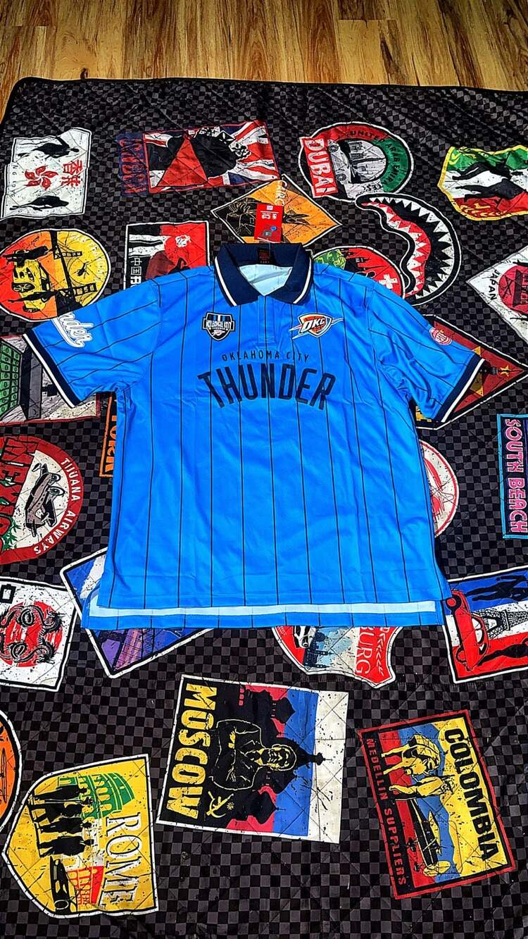 Oklahoma City Thunder Pinstripe Collared Soccer Style T-Shirt